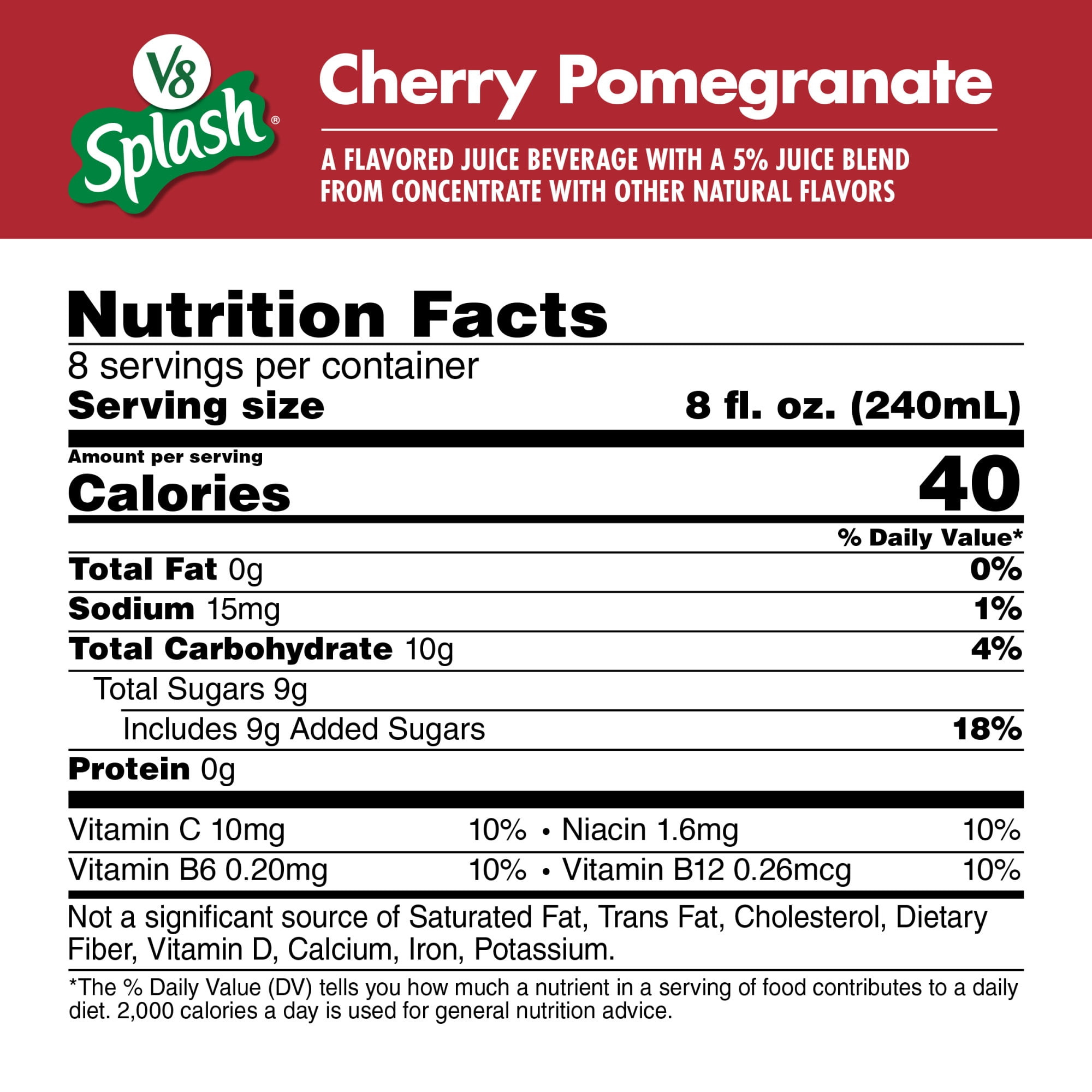 V8 Splash Cherry Pomegranate Flavored Juice Beverage, 64 fl oz Bottle