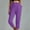 Purple, variant on Women's Pants Dgankt Women Casual Solid Color Pockets Elastic Waist Comfortable Straight Calf-Length Pants