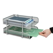 Mind Reader Stackable Paper Tray, Desktop Organizer, File Storage, Office, Metal Mesh, 2 Pcs, White