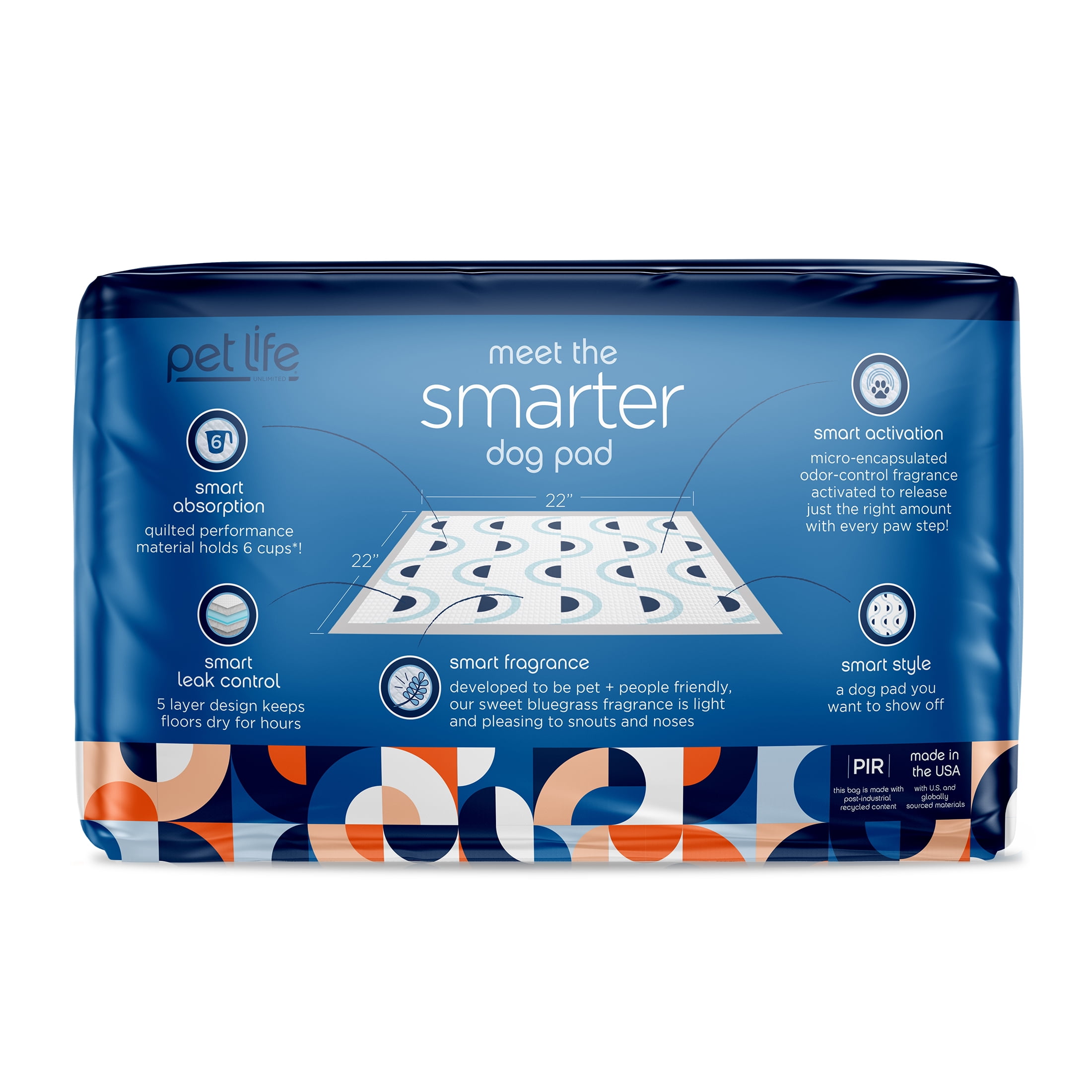 (2 pack) Pet Life Unlimited Dog Pads, Smart Prints, Large, Sunshine & Rainbows Print, 75ct