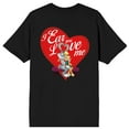 thumbnail image 2 of Looney Tunes Love And Kisses Lola & Bugs Crew Neck Short Sleeve Women's Black T-shirt, 2 of 4