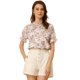 thumbnail image 1 of Blusa floral con ribete de volantes Allegra K gasa manga corta Rosado morado L, 1 of 5