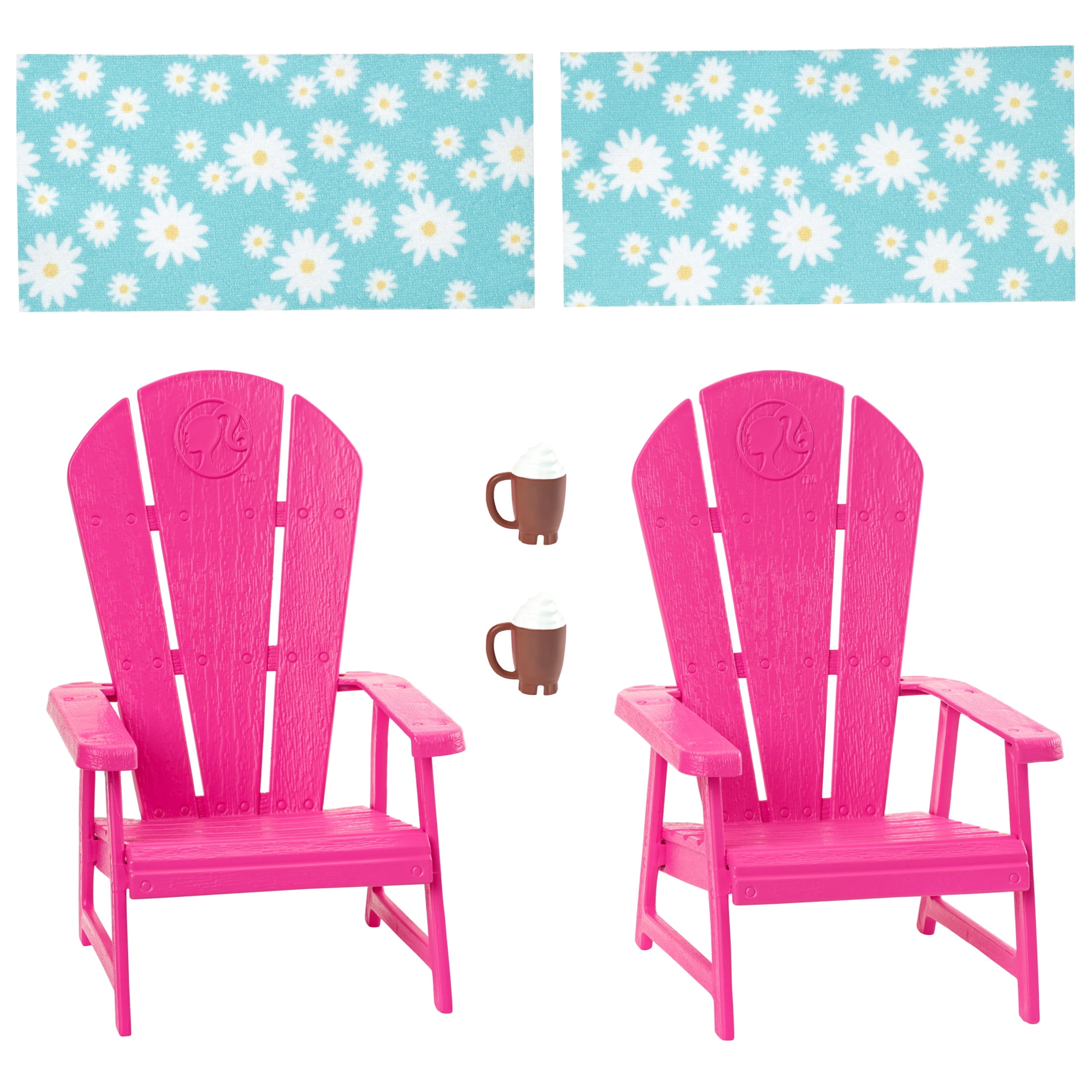 Barbie World Pink Chair Playset with 6 Accessories Including Furniture, Blankets, & Mugs [Walmart Exclusive]