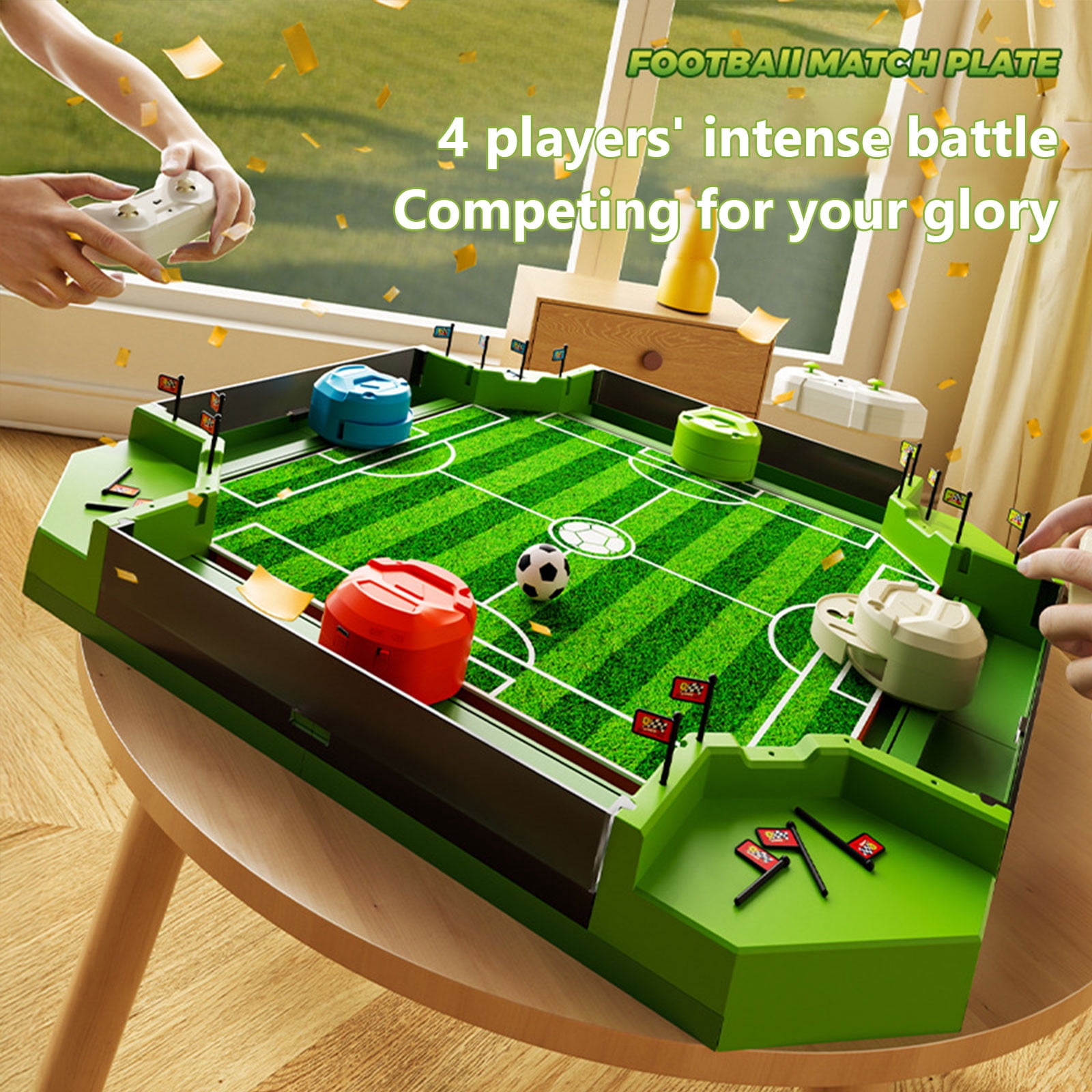 Remote Control Table Football Game, 2-Player Electronic Soccer Table for Kids, Parent-Child Competitive Indoor Game green