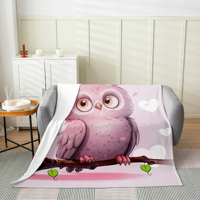 Pink owl blanket sale