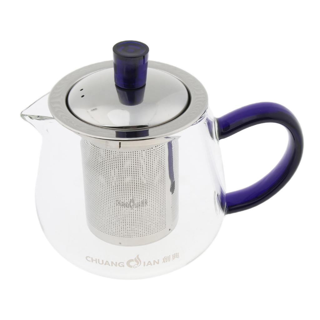 Glass Teapot with Stainless Steel Infuser & Lid, Borosilicate Tea