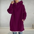 thumbnail image 2 of Trendy Olyvenn Womens Long Sleeve Sweatshirts Long Coat Tops Casual Plus Size Loose Women's Solid Color Hoodie Zipper Tops With Pockets Pink XL, 2 of 9