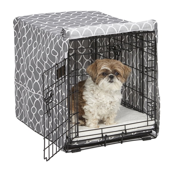 Dog Crate Cover High Quality Quiet Time Private Secure Comfort Cool Grey Pattern (24")
