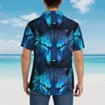 thumbnail image 4 of Logiee Futuristic Blue Light Wolf Print Mens Hawaiian Shirts,Loose-Fit Short Sleeve Button Down Tropical Aloha Beach Shirt,Summer Vacation Wedding Tops,Medium, 4 of 7