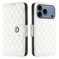 thumbnail image 2 of For Apple iPhone 17 Pro Argyle Pattern PU Leather Wallet Case Magnetic Flip Cover 7-Card Slots Pocket With Detachable  Wrist Strap,White,For iPhone 17 Pro, 2 of 7