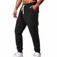 thumbnail image 3 of Rrxhxhs Cargo Pants for Men Solid Color Corduroy Drawstring Elastic Waist Loose Casual Joggers with Multi Pockets,L, 3 of 9