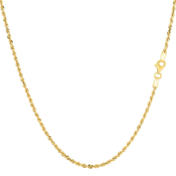 14k Yellow Solid Gold Diamond Cut Rope Chain Necklace 1.25mm 20