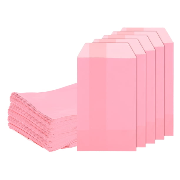 Uxcell 200Pcs Bolsas de Papel Kraft para Regalos, 6" x 3" Bolsas de Caramelo a Prueba de Grasa Bolsas Planas para Favoritos Bolsas Pequeñas de Regalo Rosa