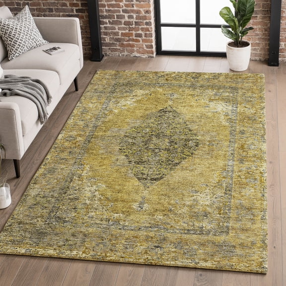 Addison Rugs Mayfield Premium Machine Washable Traditional Border Wheat Rectangle Rug, 10' x 14'