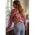 thumbnail image 2 of Women's Red Floral Print Ruffled Stitch Loose Fit Shirt - [ZhiHiMeRi] | (US 12-14)L, 2 of 12