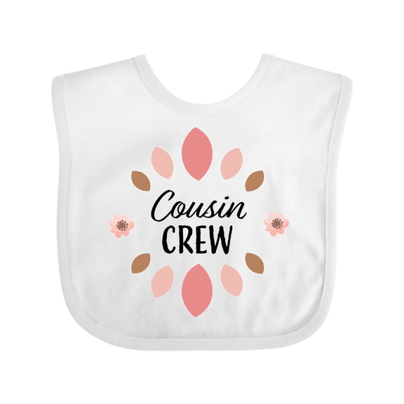 Inktastic Cousin Crew with Pink Flowers Girls Baby Bib