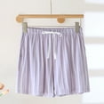 thumbnail image 3 of Ohufall Summer Pj Shorts for Women Cute Stripe Printed Elastic Waist Drawstring Modal Pajama Short Fashion Loose Comfy Home Lounge Sleepwear with Pockets, 3 of 9