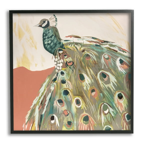 Stupell Industries Modern Peacock Portrait Animals & Insects Painting Black Framed Art Print Wall Art, 12 x 12
