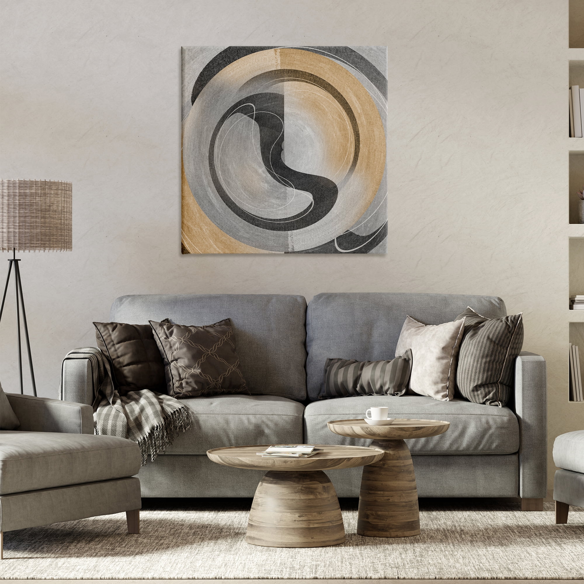 Stupell Industries Centric Circular Swoop Abstract Painting Wrapped Canvas Art Print Wall Art, 30 x 30