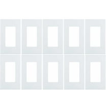 Leviton 80301-SW 1-Gang Decora Plus Wallplate Screwless Snap-On Mount 10 Pack, White