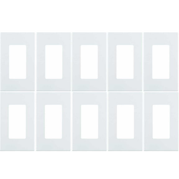 Leviton 80301-SW 1-Gang Decora Plus Wallplate Screwless Snap-On Mount 10 Pack, White