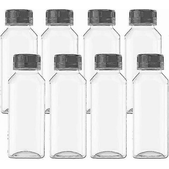 8 Pack Juice Bottles 13.5 Ounce Bottles With Lids, Reusable Bulk Bottles, Bevera Bottles, Empty Bottles For Storing Beveras, Juice