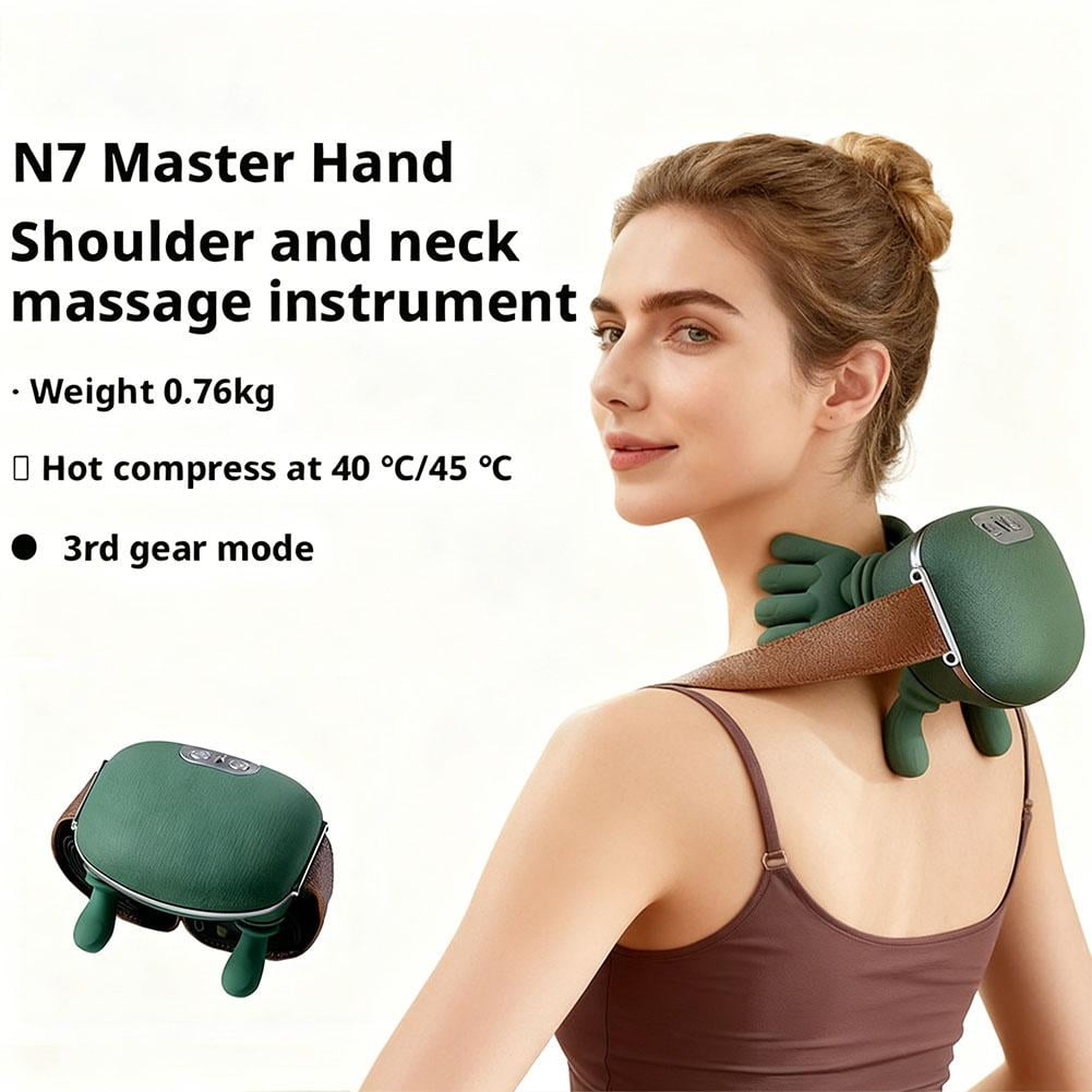 Neck Massager with Hands, Bionic Back and Shoulder Massager with Heat, Portable Electric Heated Shiatsu Massager with Simulated Hand Design for Neck