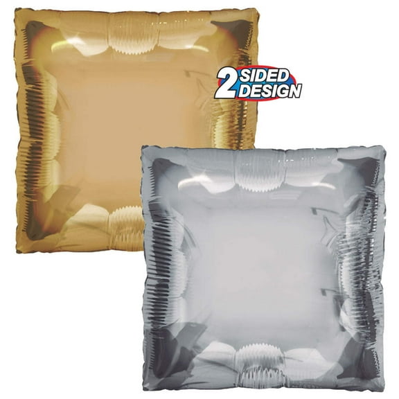 24 inch Squared - Gold & Silver TUFTEX Foil Mylar Balloon - Party Supplies Decorations