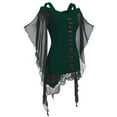 thumbnail image 2 of iixpin Womens Long Sleeve Vintage Gothic Dress Medieval Retro Cosplay Costume Halloween Dress Up Green L, 2 of 4