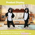 thumbnail image 2 of Cat Onesie Kids CANASOUR Black Cartoon Animal Pajamas Polyester Suit for Girls and Boys 8-10 Years, 2 of 6