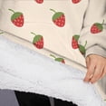 thumbnail image 3 of Oversized Wearable Blanket Hoodie,Red Strawberry Plants Fruit Light Beige Pattern Sherpa Blanket Hoodie with Super Pockets,Super Warm Fuzzy Pullover for Women & Men, 3 of 6