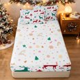thumbnail image 4 of Manfei Dreamy Reindeer Zipper Queen Comforter Set with Fitted Sheet and 2 Pillowcases, Merry Christmas Snowflake Zipper Bedding Set, White Red Green, Christmas Reversible, 4 Pieces, 4 of 7