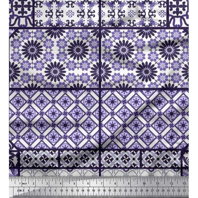 Soimoi Cotton Poplin Fabric Geometric,Damask & Mandala Patchwork Print Fabric by the Yard 42 Inch Wide