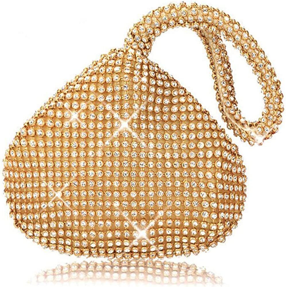 Designer Yellow Rhinestone Diamond Evening Clutch Bag Fashion Gold