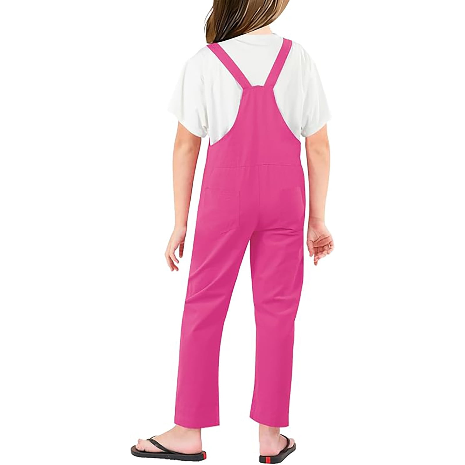 Toddler Jumpsuits for Girls Pink Overalls Spaghetti Strap Wide Leg Pants Overalls for Kids Girls Clothing Size 2T