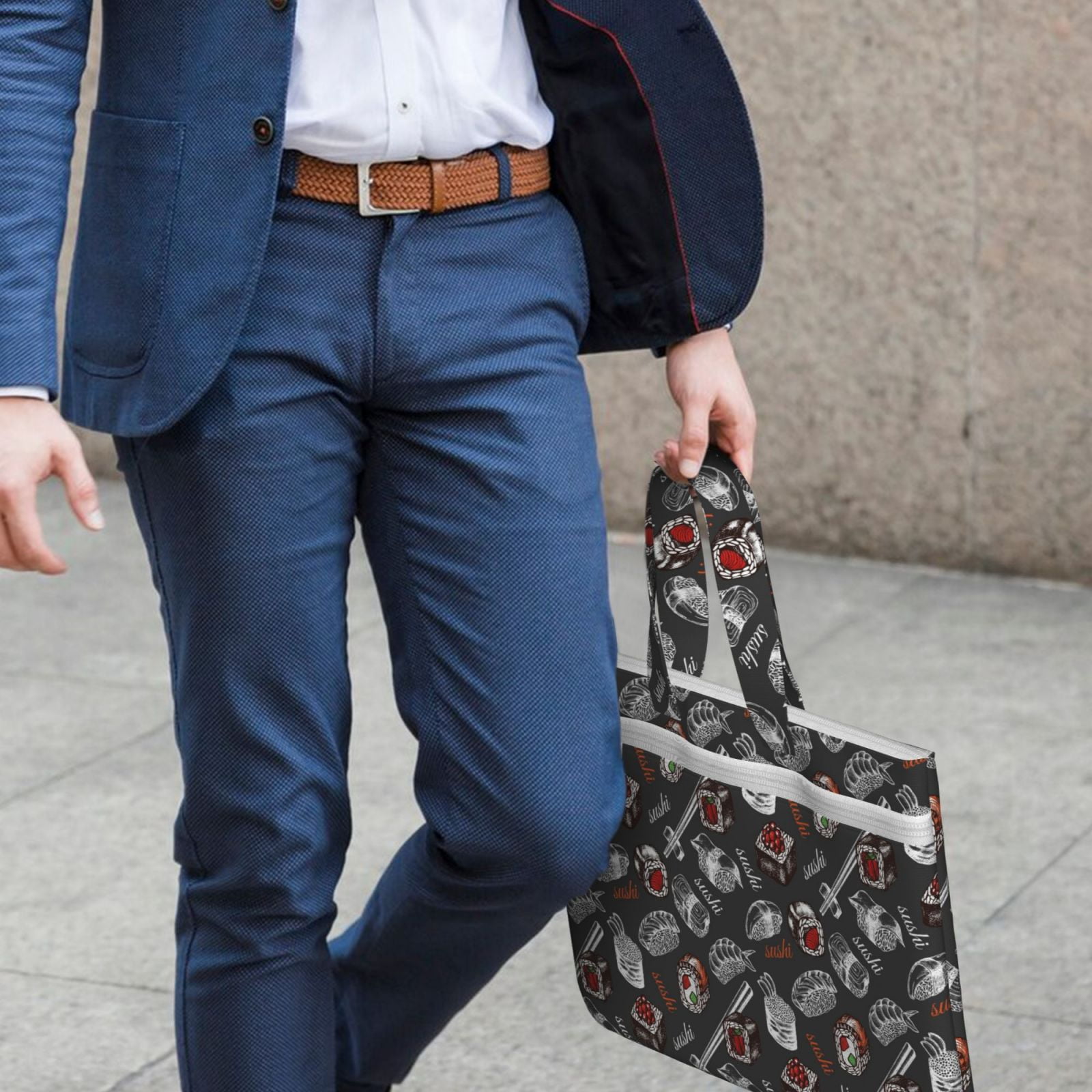 Kdxio Japanese Sushi Hashi File Tote Document Bag Business Briefcase Bag Document Organizer Tote Briefcase for Letter A4 Files Business Teacher Office Bag