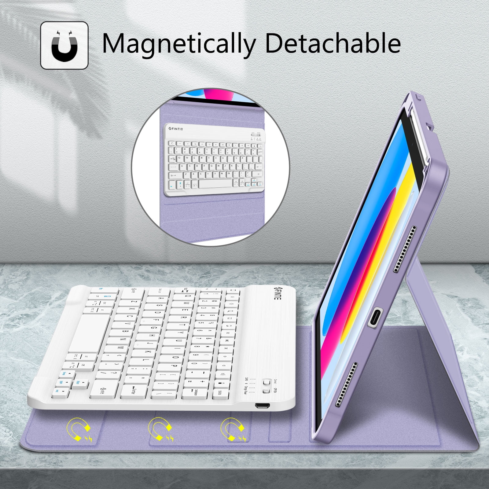 Fintie Keyboard Case for iPad 10th Generation 10.9 Inch Tablet (2022 Release) with Pencil Holder, Lilac Purple