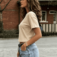 thumbnail image 4 of Dwellite Workout Crop Tops Oversized Tshirts for Women Drop Shoulder Crewneck Short Sleeve Shirts 2026 Beige 2XL, 4 of 7