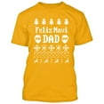 thumbnail image 2 of Ugly Christmas Feliz Navi Dad Printed Tshirt Santa Mens T-Shirt Short Sleeve T-Shirt Soft and Comfy Shirt, Lightweight Shirt Color Gold Small, 2 of 3