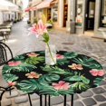 thumbnail image 3 of Pink Flower Elastic Fitted Round Table Cover Spring Waterproof Outdoor Tablecloth for Holiday Party, Picnic, Patio & Dining Fits Tables Up to 45"-54", 3 of 8