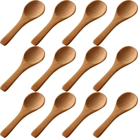 

100 Pieces Small Wooden Spoons Mini Nature Spoons Wood Honey Teaspoon Cooking Condiments Spoons for Kitchen