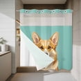 thumbnail image 4 of Sunglasses Corgi No Hook Shower Curtain with Snap in Liner Retro Funny Corgi Green Background Waterproof Bathroom Shower Curtain with See Through Top Window for Bathtub 72" x 72", 4 of 9