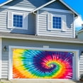 thumbnail image 2 of 8X6 ft 60s 70s 80s 90s Colorful Rainbow Tie Dye Photography Garage Door Decorations Background Spiral Tie Dye Wall Decor Hippie Birthday Theme Party Backdrop Parade Party Decor Banner Cover, 2 of 5