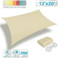 thumbnail image 2 of Sun Shade Sail Waterproof Shade Cloth 260GSM Fabric 95% UV Blockage  Awning Canopy Outdoor Garden Backyard Deck Beige Rectangle 12' X 20'-Customized, 2 of 2