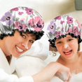 thumbnail image 6 of Shower Caps,Pioneer Flower Floral Print Pattern Waterproof Shower Cap for Women 4 Pieces,Double Reusable Hair Cover for Shower PEVA Elastic Stretch Hem, 6 of 7