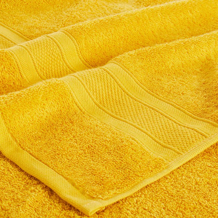 Trident Soft and Plush 2 Piece Solid Print Cotton Bath Towel Set, Mustard  Yellow 