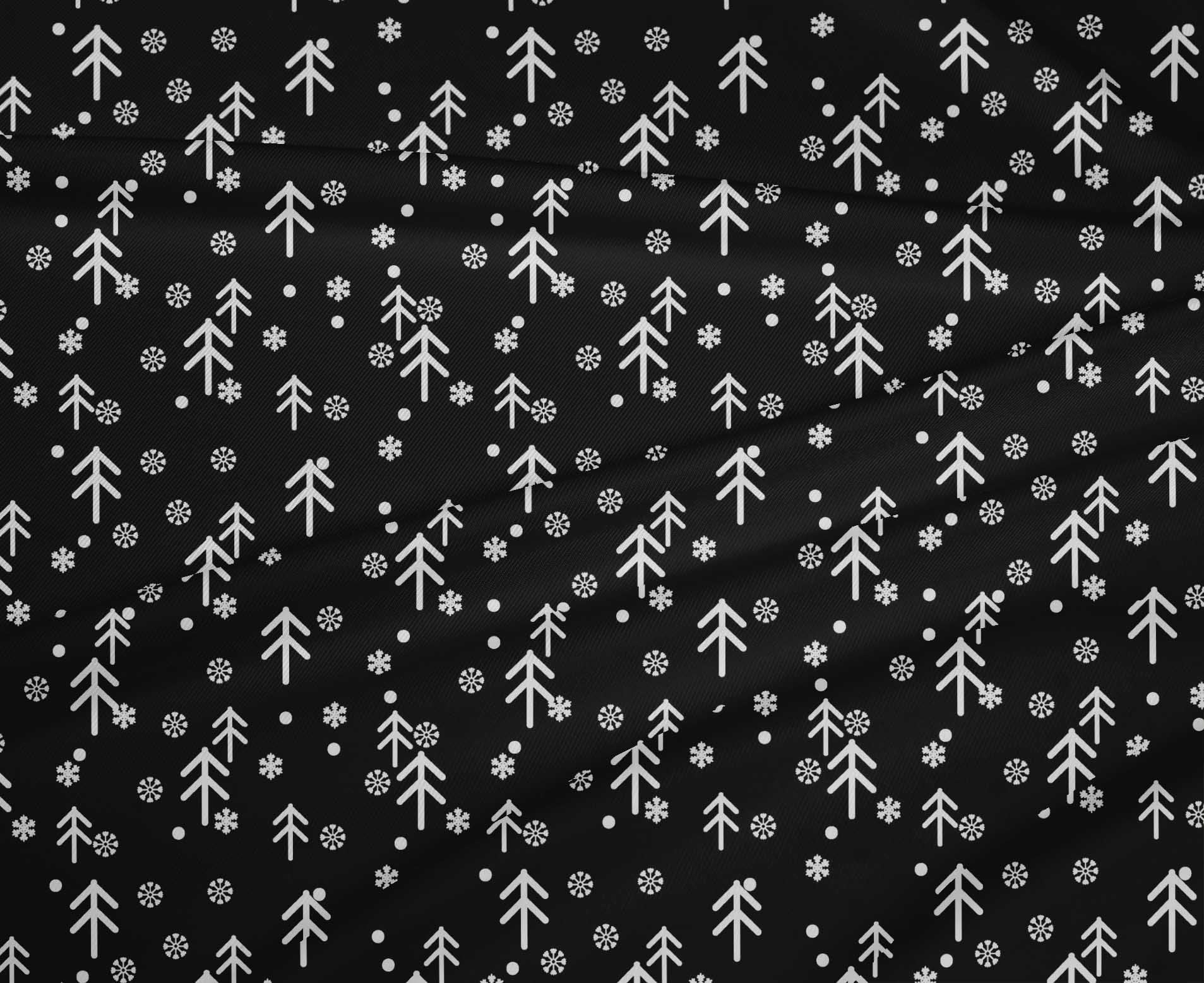 oneOone Polyester Spandex Black Fabric Merry Christmas Diy Clothing Quilting Fabric Print Fabric By Yard 56 Inch Wide-FTV
