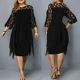 thumbnail image 2 of Daolelai Hollow See-Through Mesh Chiffon Double-Layer Plus Size Dress, 2 of 4