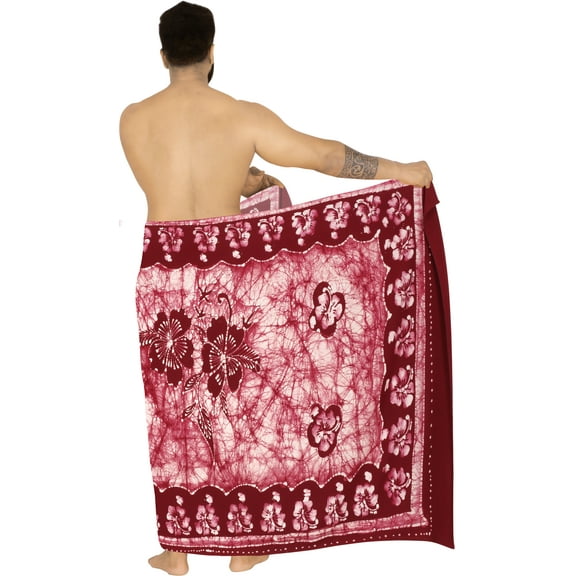HAPPY BAY Men's Pareo Regular Holiday Dashiki Sarong Long Shower Beach Wrap One Size Pink-M737 Summer Vacation Party