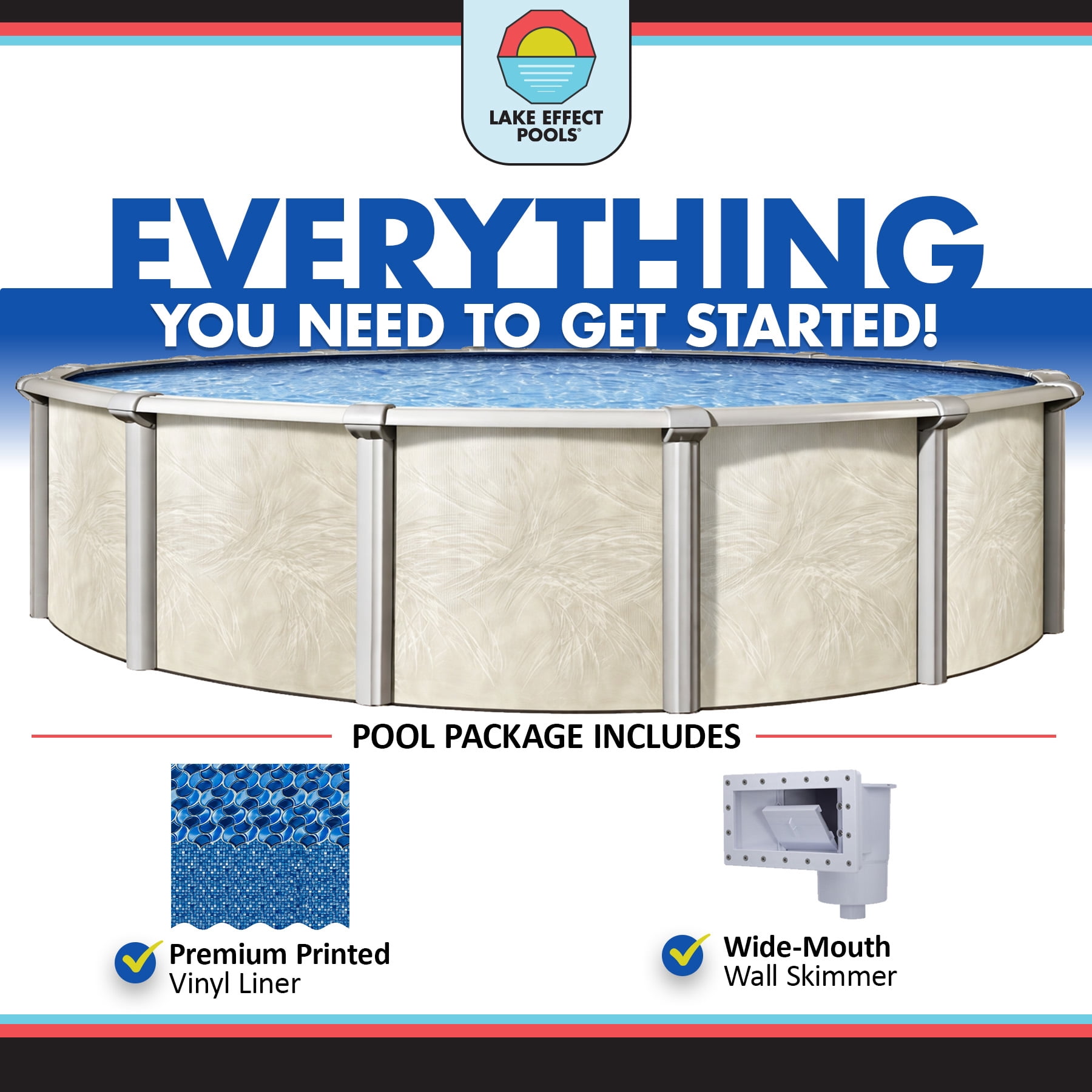 Lake Effect Pools Forever 27' Round x 54" Resin Protected Steel Wall Above Ground Swimming Pool